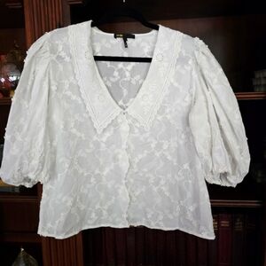 Maje White Lace Women's Top